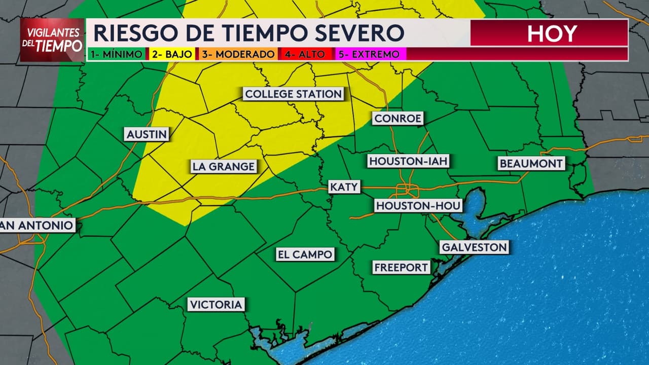Este 24 de diciembre, en plena Nochebuena, esperamos mínima probabilidad de riesgo de tiempo severo en la zona de Houston. En sectores de College Station y La Grange las posibilidades son más altas.