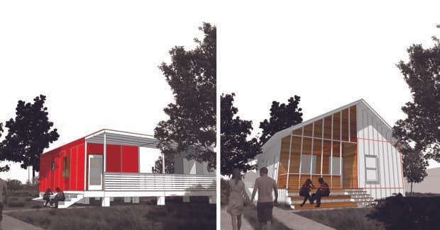 Una representación del modelo de vivienda temporal a permanente de RAPIDO.