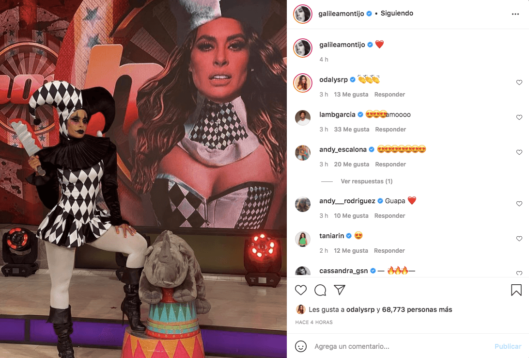 <b>Galilea Montijo</b>
<br>La conductora apostó por convertirse en un arlequín listo para atacar con su enorme cuchillo.