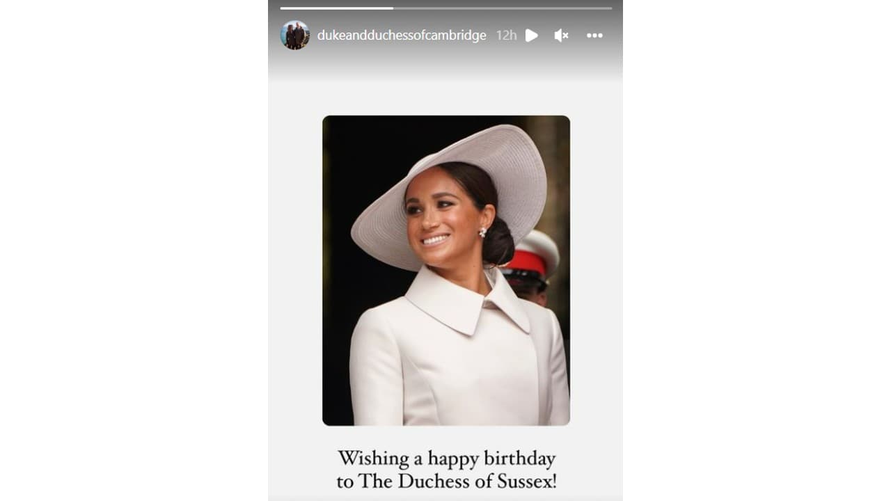 El príncipe William y Kate Middleton felicitaron a Meghan Markle por su cumpleaños 41.
