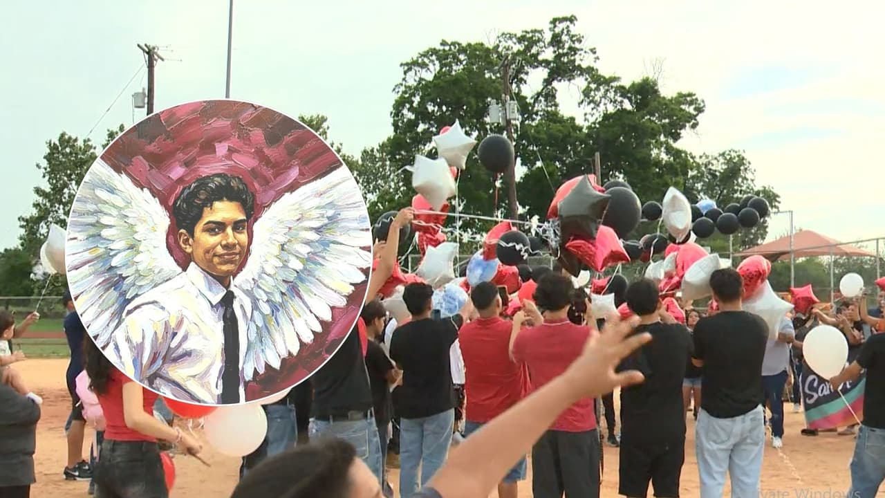 Familiares y amigos liberaron globos y compartieron recuerdos durante una vigilia en honor a Joey Rodríguez en Concepcion Park.