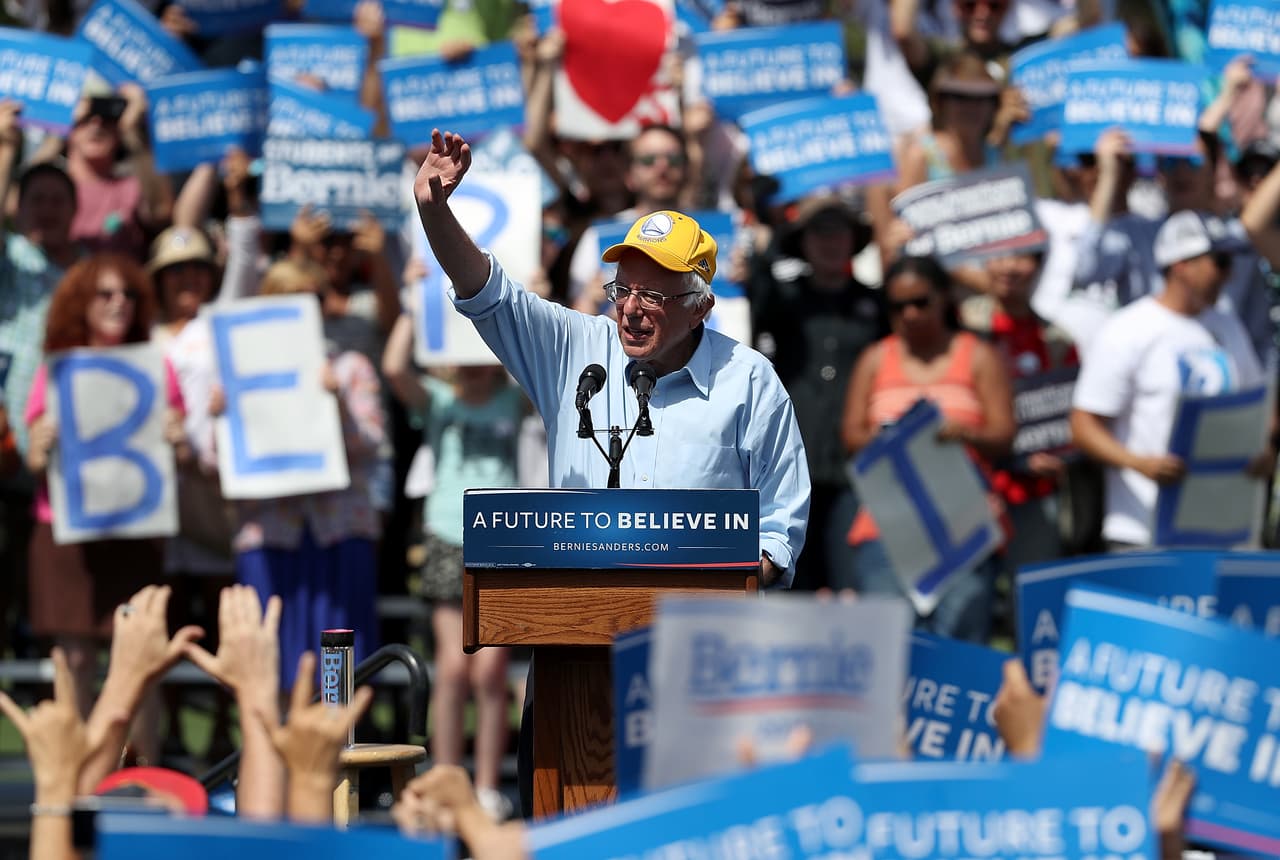 Bernie Sanders en Palo Alto, el corazón de la industria tech, este miércoles.