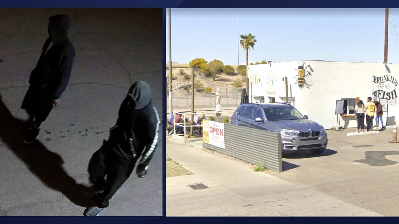 A la izquierda los sospechosos del incendio provocado, a la derecha una imagen del restaurante.