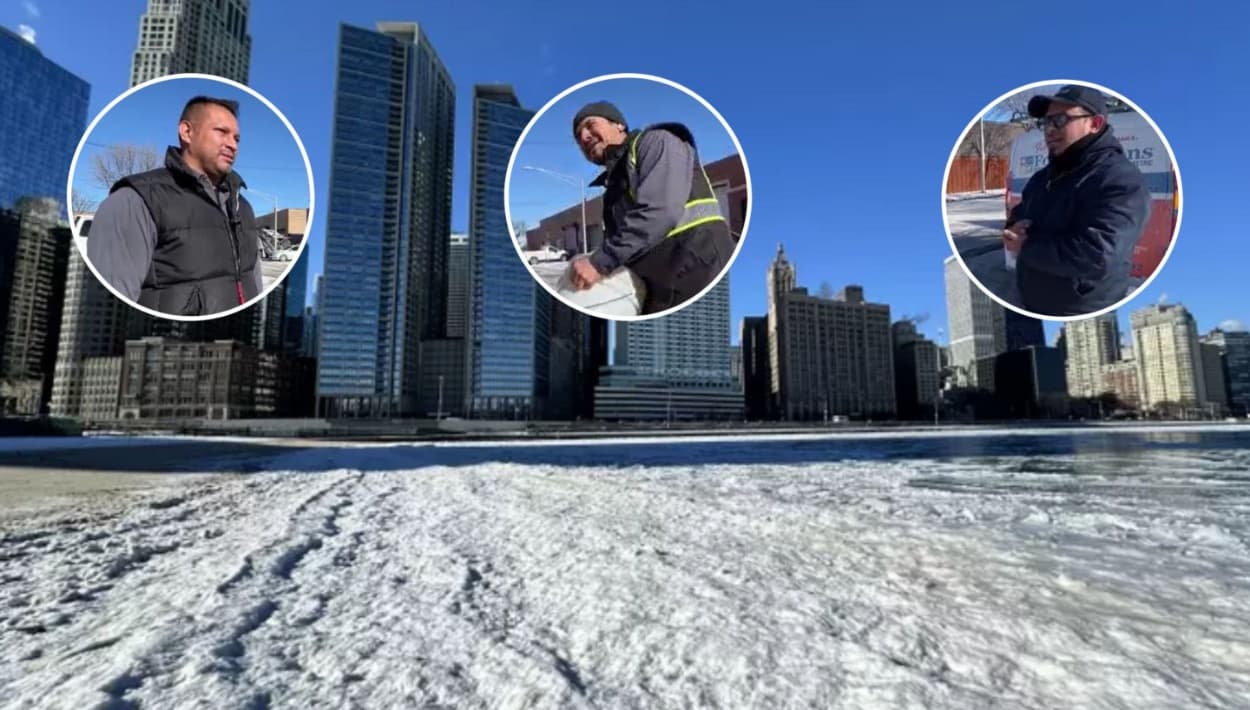 Trabajadores hispanos continúan su jornada normal a pesar del frío ártico: "Si paro, la familia no come"