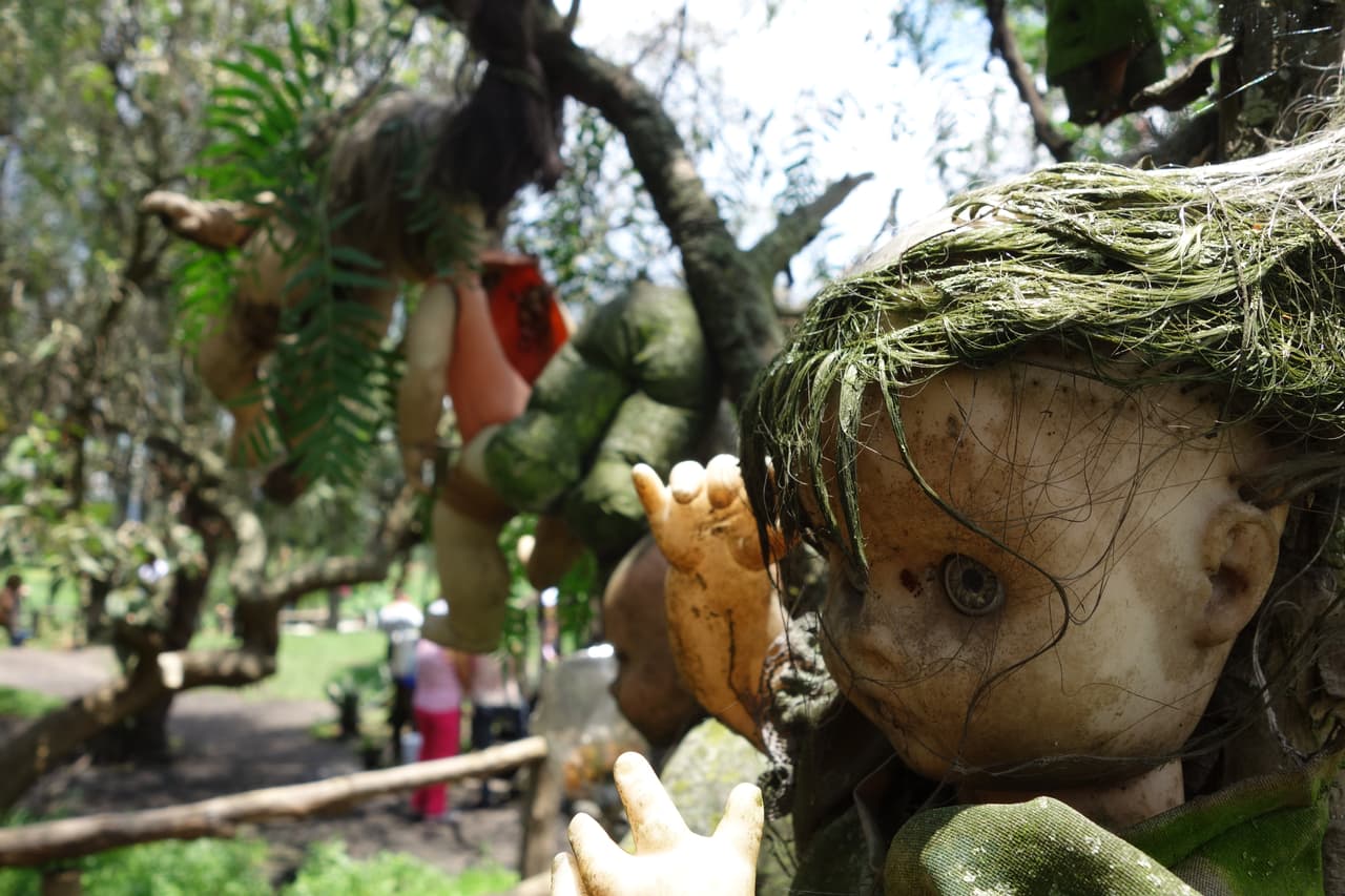 Entre los canales de Xochimilco, en el Distrito Federal, se encuentra la aterradora Isla de las muñecas. En ella vivió Julián Santana Barrera, un hombre con problemas mentales que colgó gran cantidad de muñecas en los árboles. La explicación es ambigua: se dice que Julián encontró el cuerpo de una niña ahogada, y que a su lado, flotaba una muñeca. Él, entonces, colgó esa muñeca en un árbol, y se dice que para espantar los malos espíritus empezó a colgar muchas más. El hombre fue encontrado muerto en 2001 en el que se cree que fue el mismo lugar en el que murió la niña.