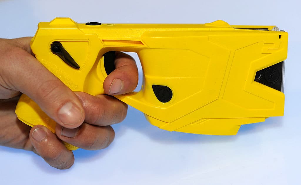 Taser International's X2 two-shot Taser for law enforcement offers dual lasers to assist aiming and can fire two shots up to 25 feet.