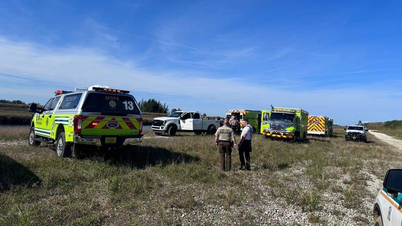 Helicóptero cae en un canal de agua en Miami Dade; hay un muerto