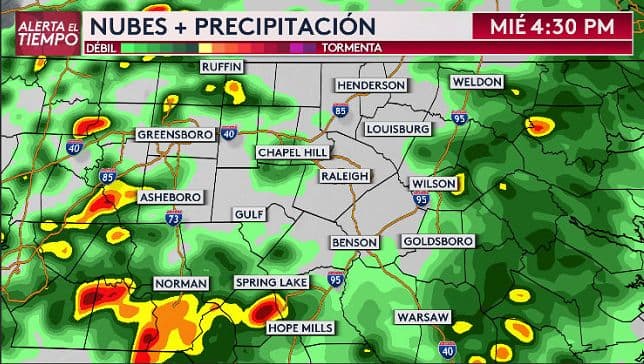La mayor parte de la tormenta se sentirá entre las 2 p.m. y las 11 p.m.