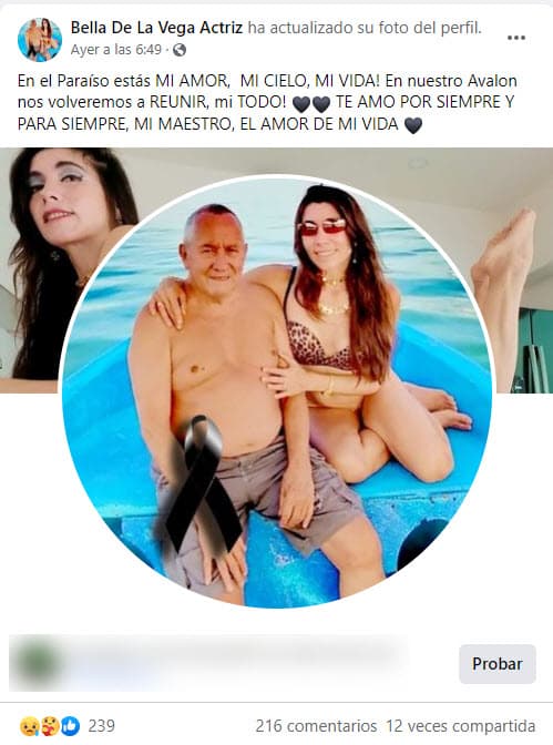 Su esposa
<b>Bella de la Vega</b> dio a conocer la noticia a través de las redes sociales.
<br>