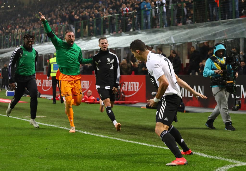 Con su estilo tradicional, Cristiano Ronaldo celebró su gol, el 2-0 para la Juventus al minuto 81.