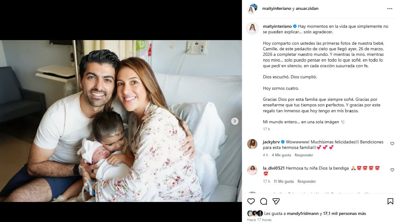 Maity Interiano anuncia la llegada de la pequeña Camille.