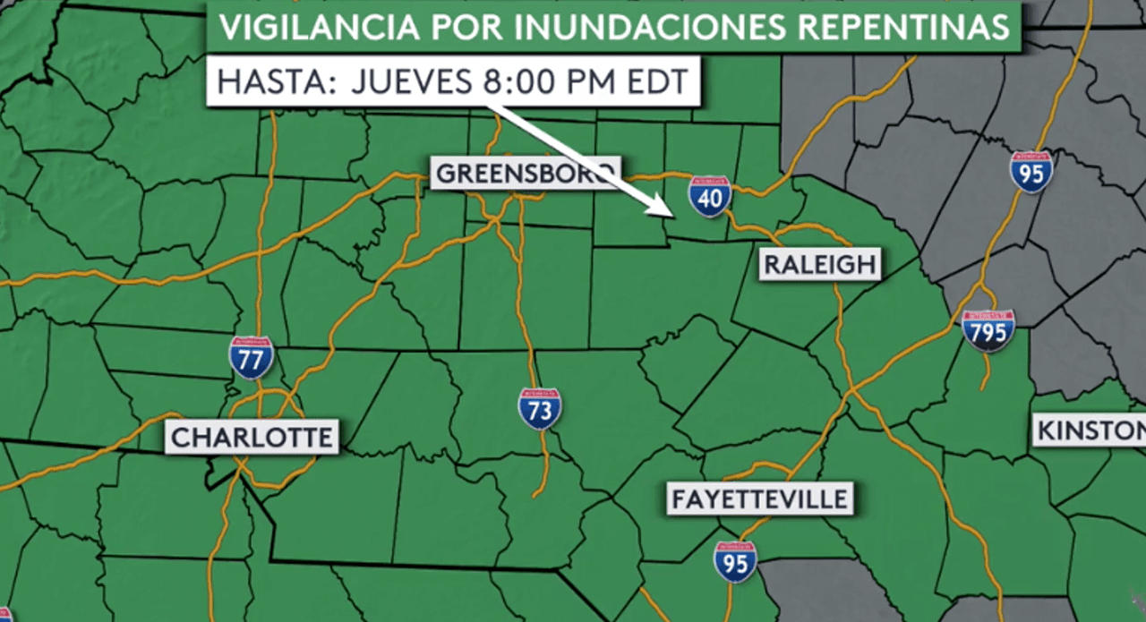Emiten alerta en Carolina del Norte por las intensas lluvias y aumenta el riesgo de inundaciones