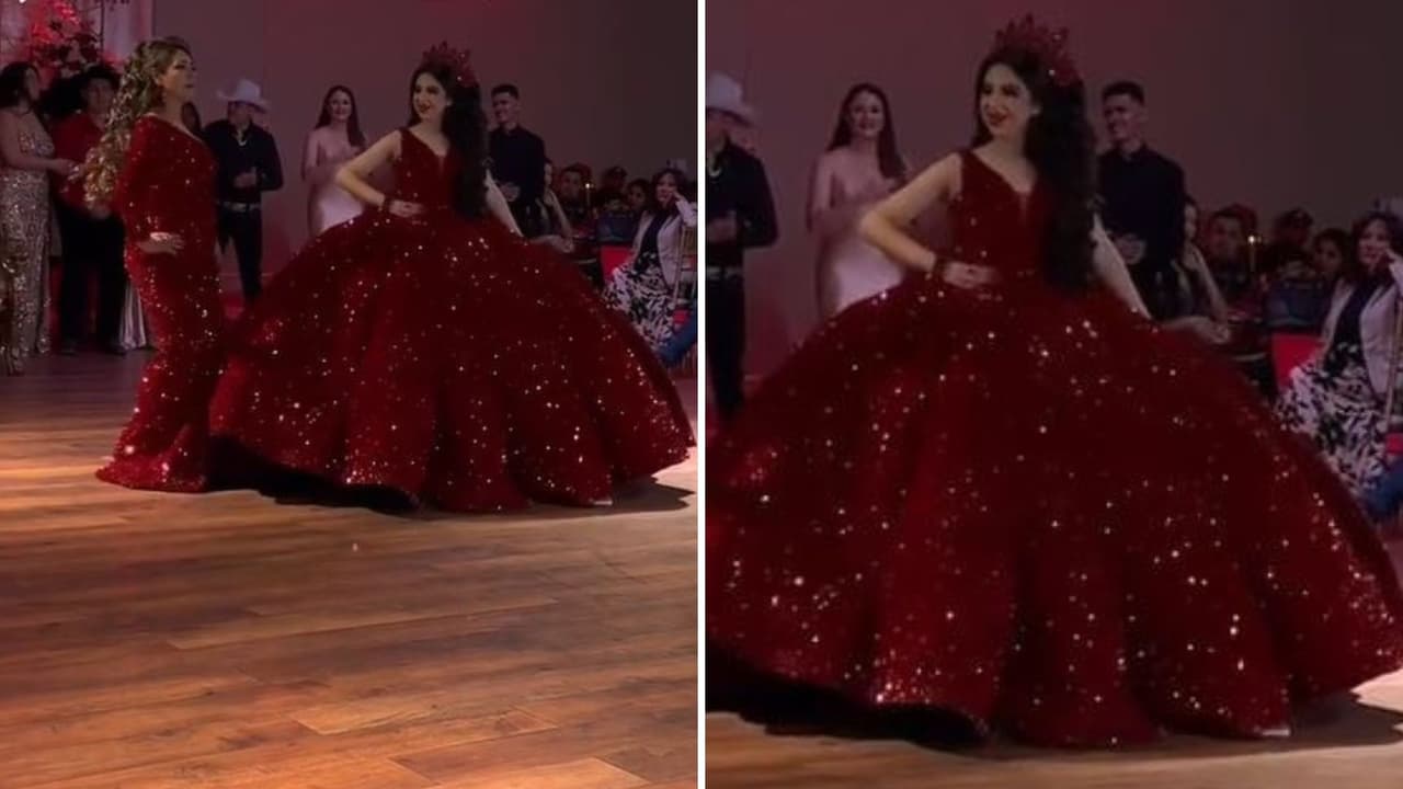 Mamá usa un vestido casi idéntico al de su hija en su fiesta de XV años.