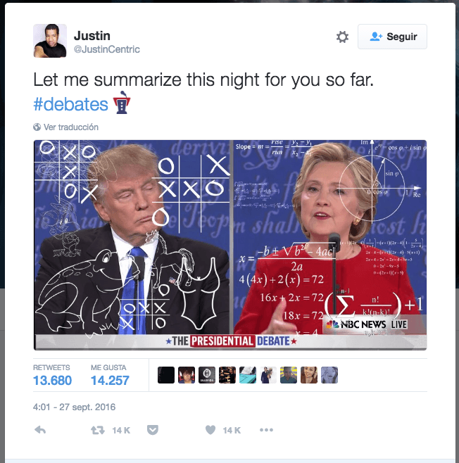 "Déjenme resumirles la noche hasta el momento".