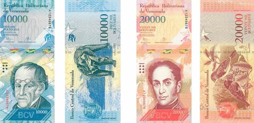 Ante la devaluación y escasez de efectivo, Venezuela saca billetes de hasta 20,000 bolívares