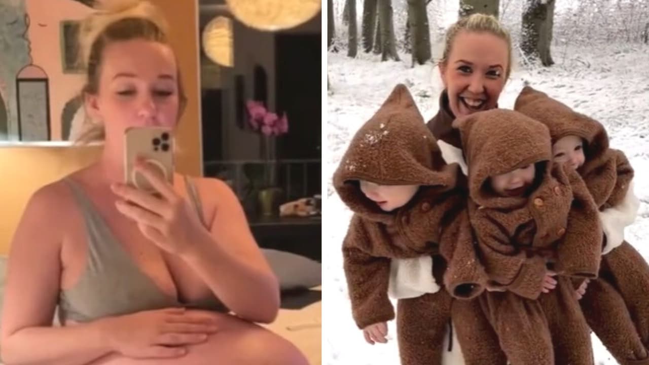 Mujer mostró su vientre al estar embarazada de trillizos: su aspecto dejó sin palabras a Internet