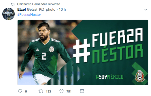 Jugadores y demás protagonistas en el mundo del fútbol enviaron desde las redes sociales su mensaje de apoyo a Néstor Araújo tras la lesión sufrida contra Croacia. Javier Hernández lo retuiteó.