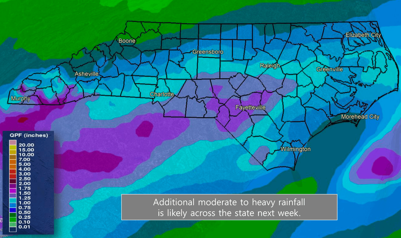 Pronóstico de lluvia para la próxima semana