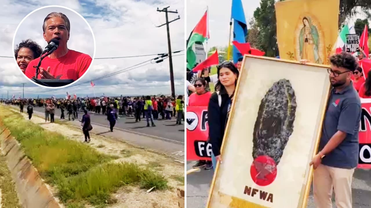 Miles de trabajadores agrícolas protestan por las políticas migratorias en el Día de César Chávez