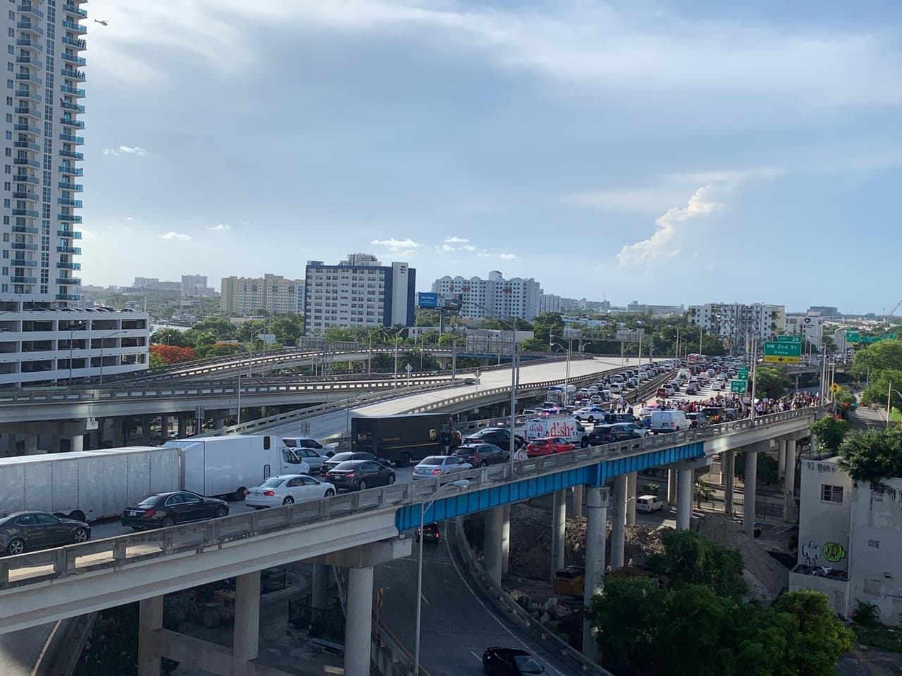 Las protestas llegaron hasta la autopista I-95 en donde las personas trancaron el tráfico de vehículos.