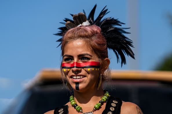 La tradicional Danza de los Diablos también llegó a la celebración.