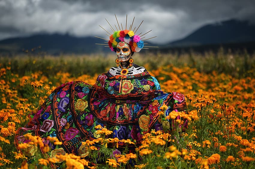 <b>Una catrina en un campo de caléndulas</b>
<br>
<br>Esta imagen de uno de los íconos del Día de los Muertos fue tomada por un mexicano y resultó seleccionada en los Premios Nacionales 2022 de América Latina, creado por la Organización Mundial de Fotografía Sony.
<br>
<br>Este prestigioso galardón reconoce a los talentos de comunidades locales de todo el planeta.
<br>