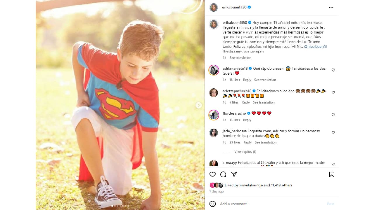 La emotiva felicitación de cumpleaños que Erika Buenfil le dedicó a Nico.