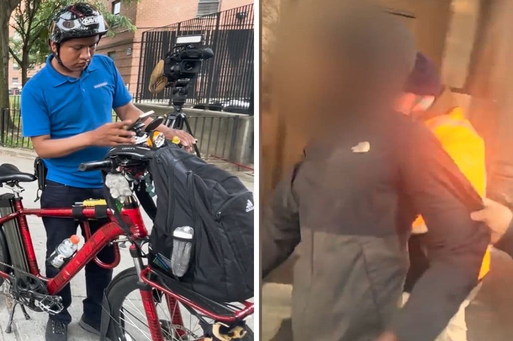 Repartidores en Nueva York cansados de los robos detienen a presunto ladrón y lo entregan a la policía