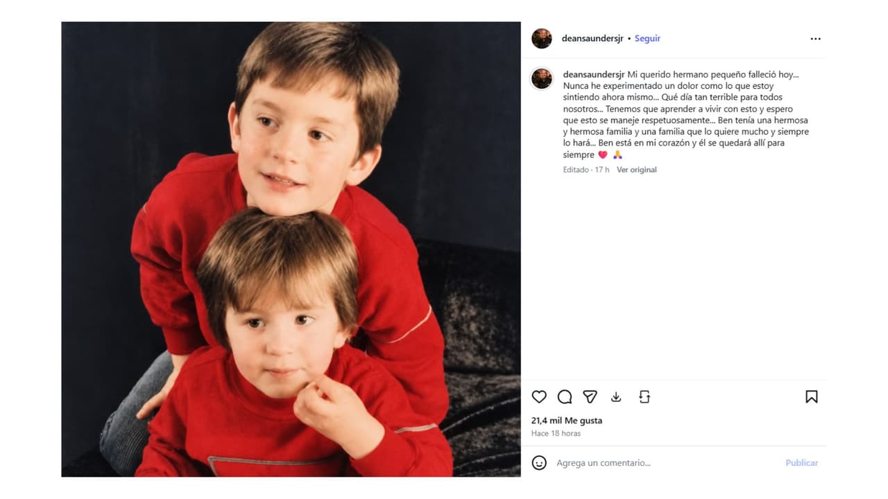 Hermano de Ben Saunders lo despide con sentido mensaje.