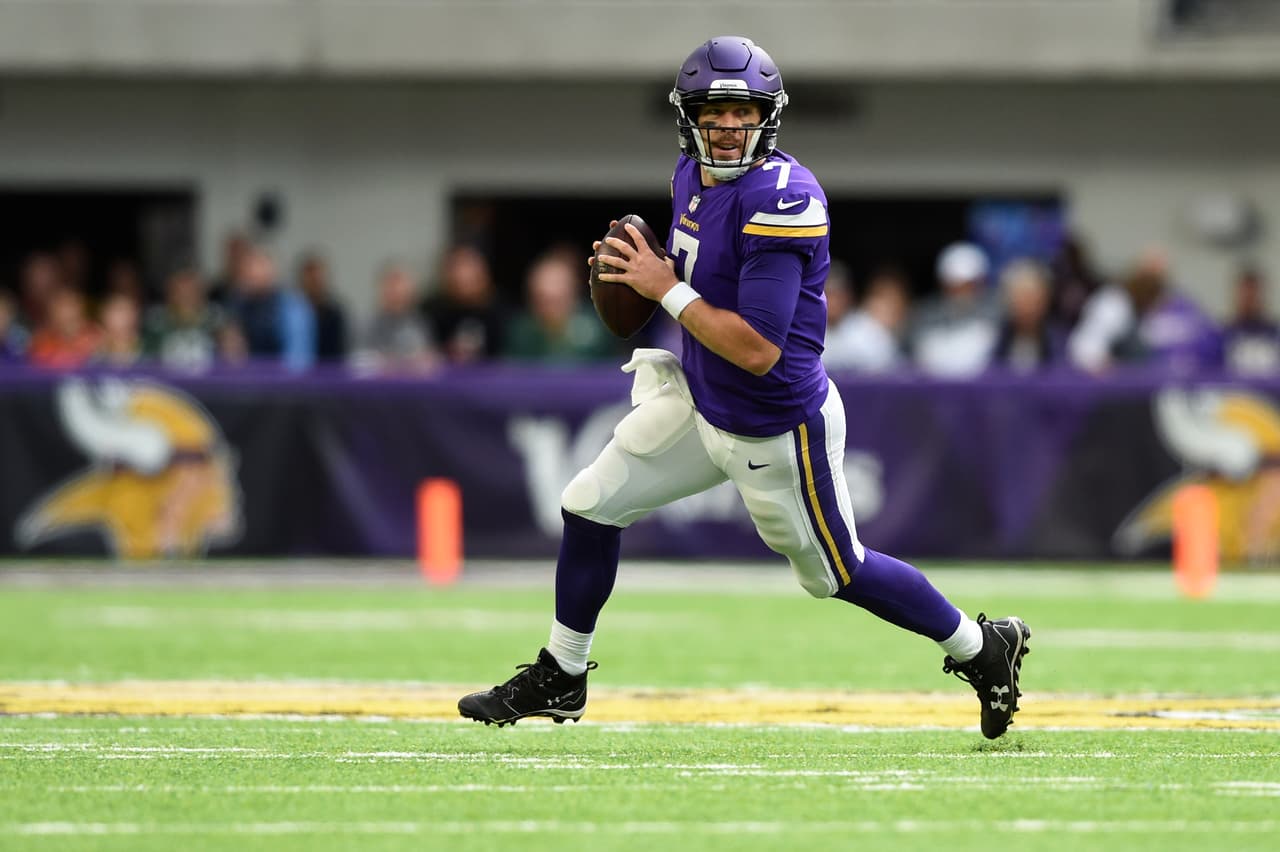 Case Keenum tuvo un buen partido con los Vikings. Completó 24 de 38 envíos para 239 yardas con una anotación y una intercepción.