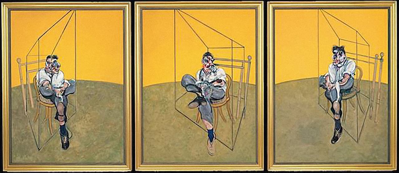 <b>'Tres estudios de Lucian Freud', de Francis Bacon. F</b>ue comprada en 2013 por Sheikha Al-Mayassa, hermana del Emir Qatar, a un precio de 142 millones de dólares. Fue pintada en 1969.