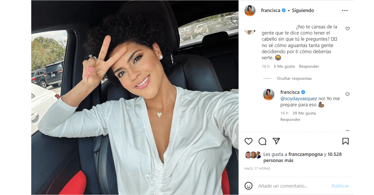 Francisca reveló por qué no le molestan las críticas de su cabello
