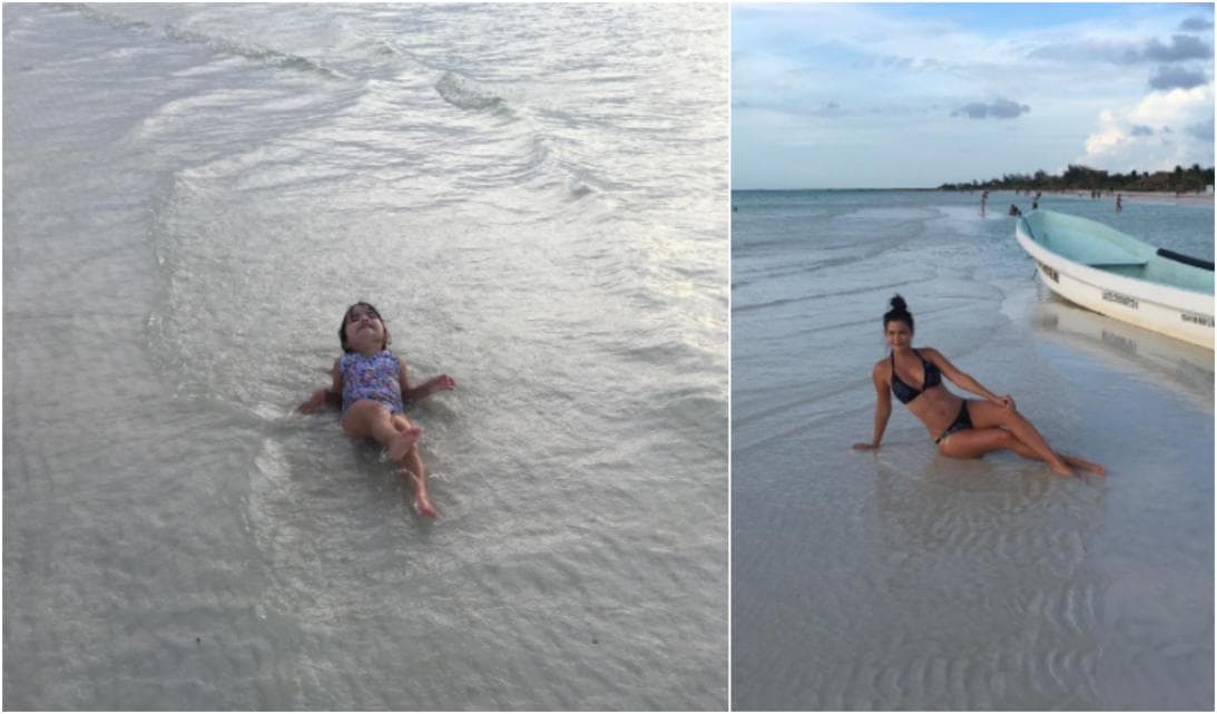 Cada día más grande y ocurrente, la vimos imitando en la playa a su mamá.