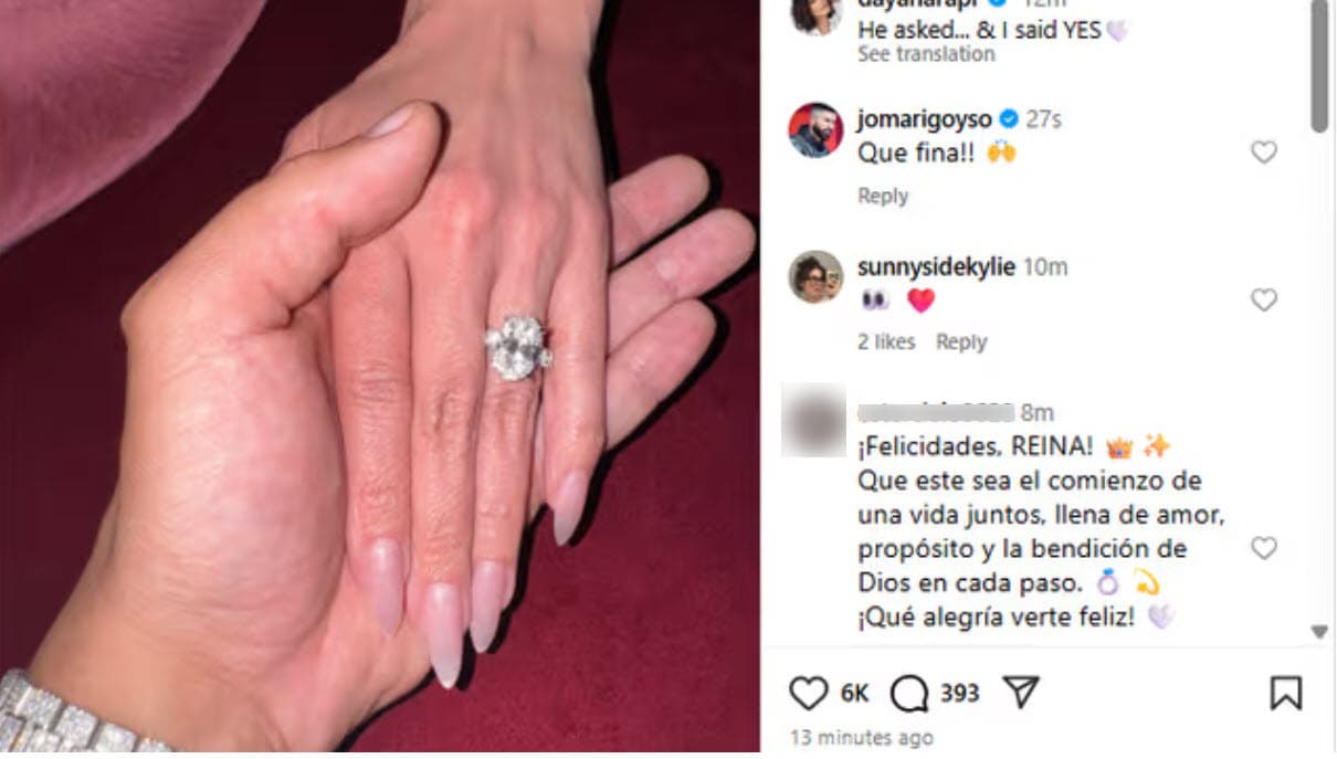 Esta fue la foto que desató la ola de especulaciones sobre una próxima y supuesta boda para Dayanara Torres.