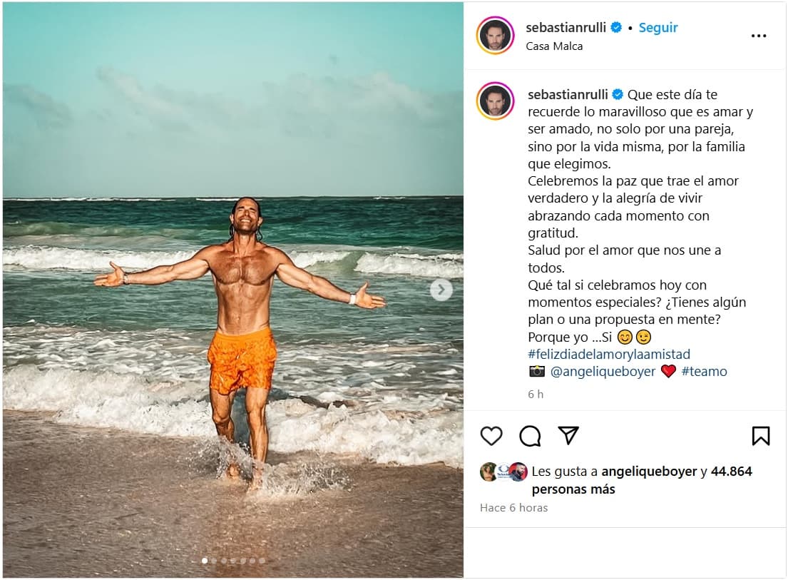 Sebastián Rulli compartió este mensaje por el Día de San Valentín.