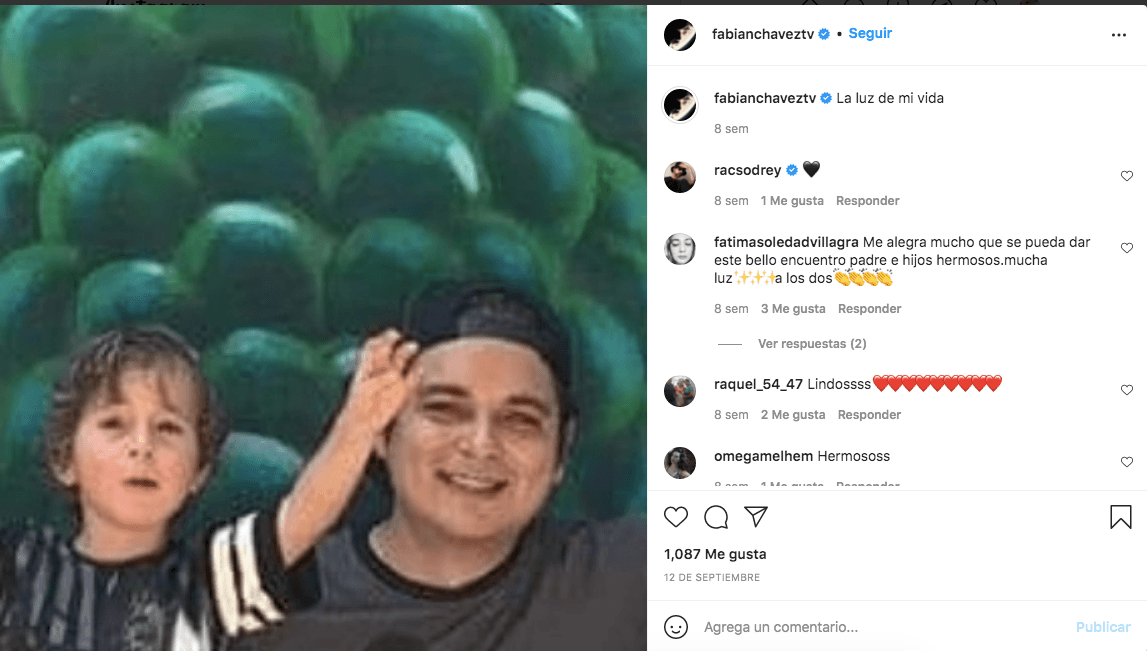 Aquí puedes ver una de sus fotos más recientes en donde Fabián se dirige a su pequeño como “la luz de mi vida”.