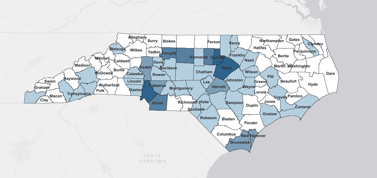 El 24 de marzo el Departamento de Salud informó que hay 398 contagios de Covid-19 en Carolina del Norte, un aumento de casi 100 casos con respecto al día anterior.