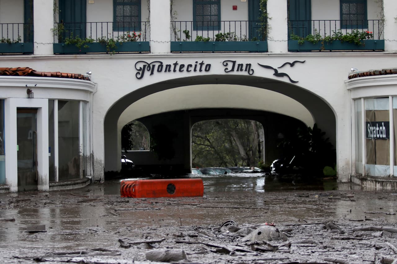 Así quedó el Montecito Inn tras el paso de las fuertes lluvias.