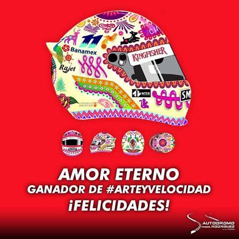 'Amor eterno', el casco que utilizará 'Checo' Pérez para promocionar el GP de México