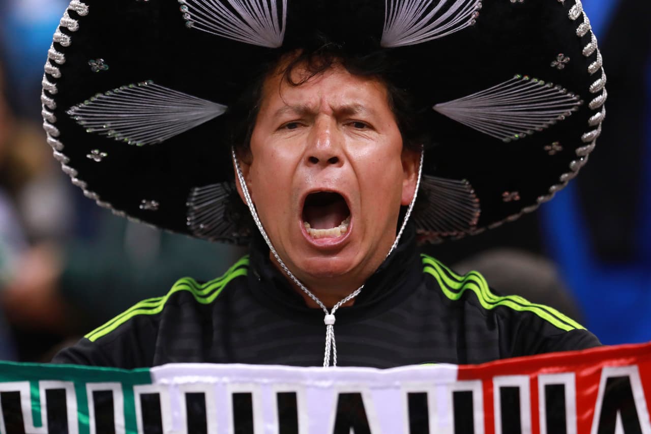MEXICO CITY, MEXICO - MARCH 24: A fan of Mexico shouts during the fifth round match between Mexico and Costa Rica as part of the FIFA 2018 World Cup Qualifiers at Azteca Stadium on March 24 , 2017 in Mexico City, Mexico. (Photo by Miguel Tovar/LatinContent/Getty Images)