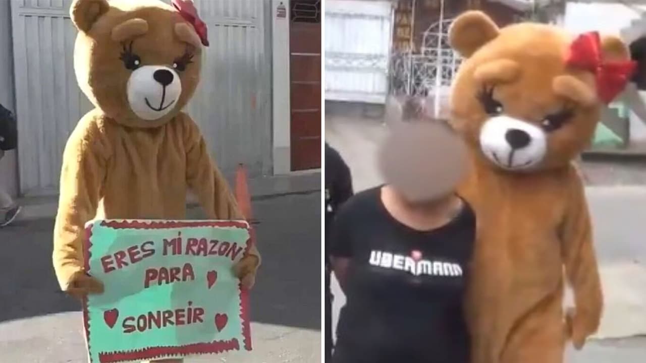 Policía latino se disfraza de oso de peluche en San Valentín para realizar una detención: video se hace viral