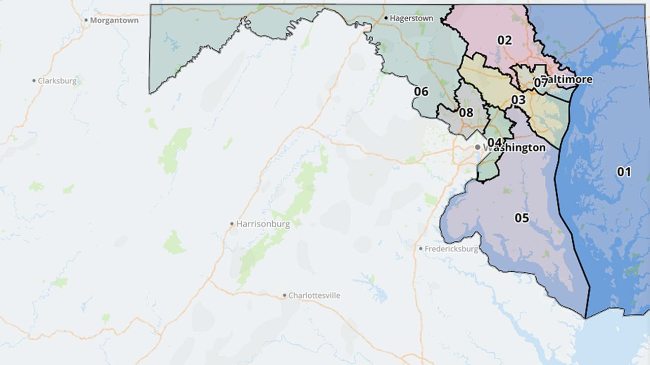 Mapa congresional de Maryland 2022-2032.