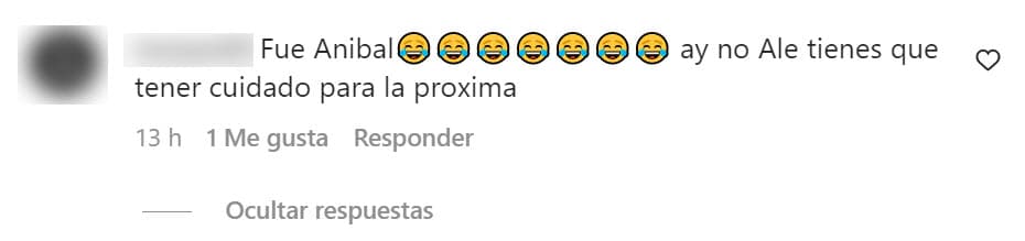 Otra seguidora le dijo en tono de broma que creía que
<b><a href="https://www.univision.com/famosos/alejandra-espinoza-y-anibal-marrero-dificil-trabajar-junto-esposo-fotos" target="_blank">su marido, Aníbal Marrero</a></b>, había sido quien le ocasionó la lesión.
<br>