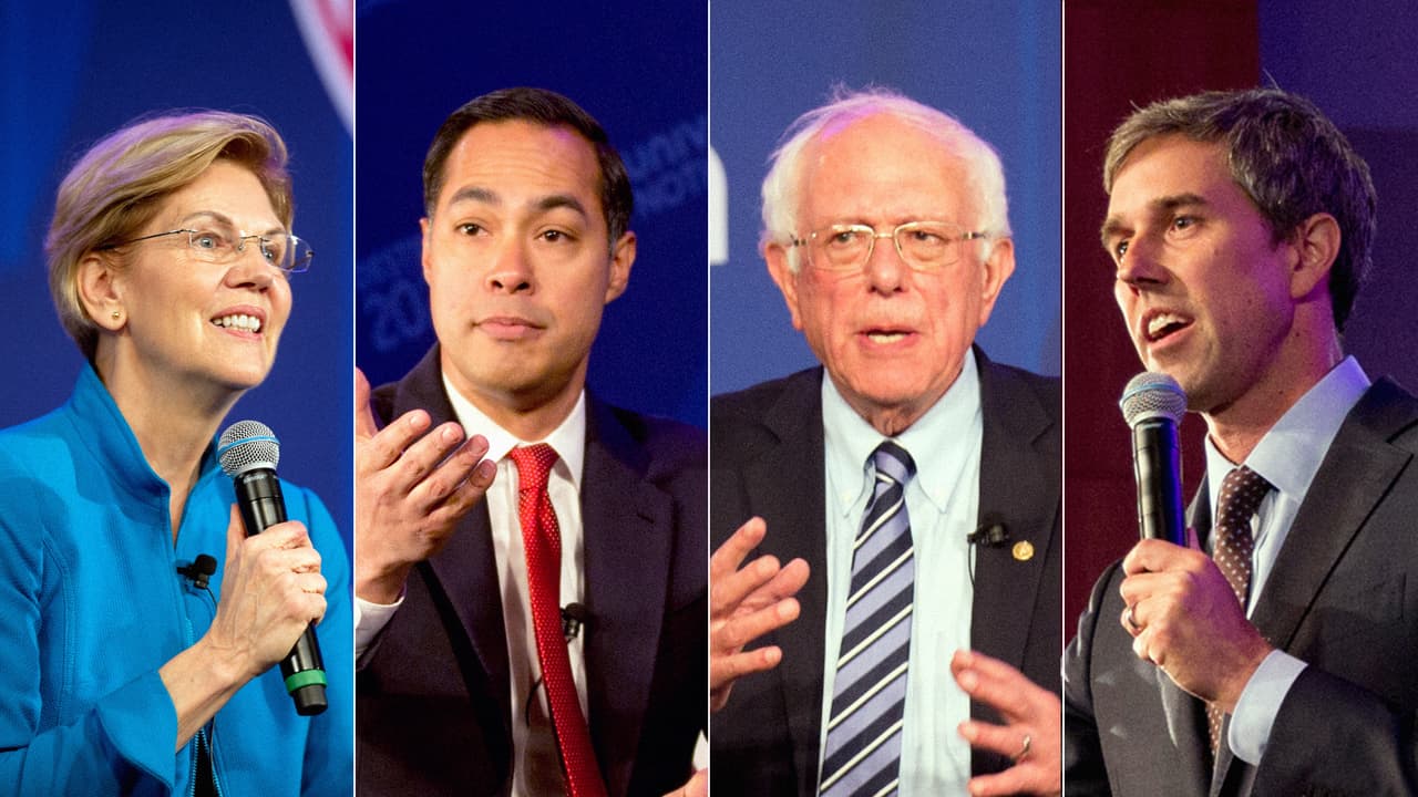 Warren, Castro, Sanders y O'Rourke, los candidatos demócratas que participaron en el foro Univision-LULAC en Milwaukee