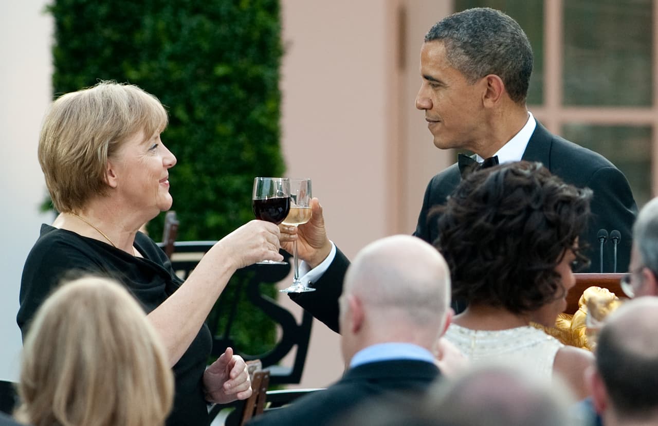 Un brindis en los jardines de la Casa Blanca, 2011.