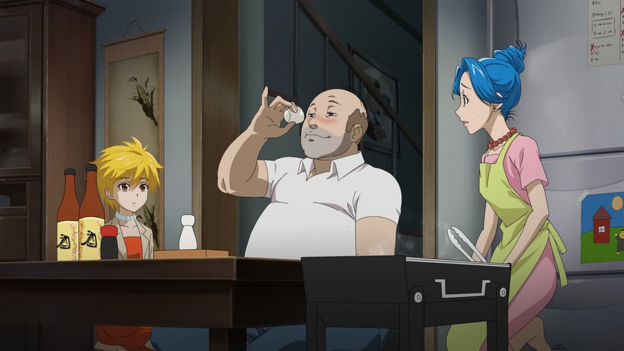 Lisa, Homero y Marge al estilo del anime.