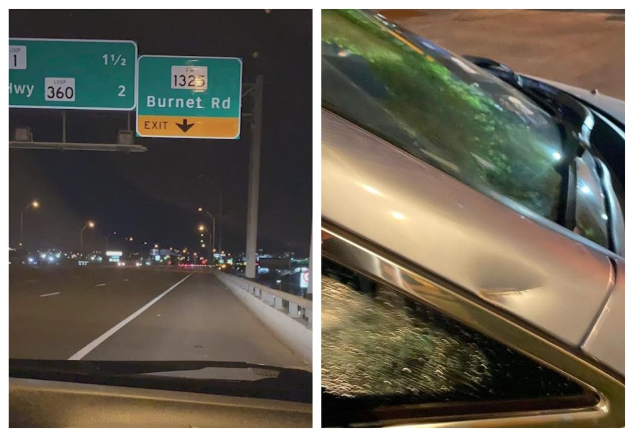 “Fue un susto muy grande”: Cae letrero de tránsito encima del vehículo de una familia mientras conducía por Austin