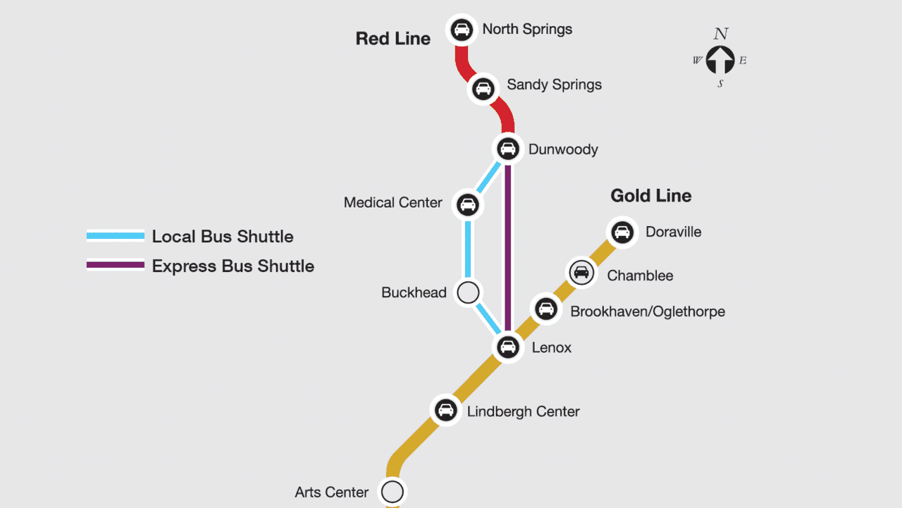 Alternativas para los usuarios de la línea roja del MARTA afectados por el reemplazo de vías