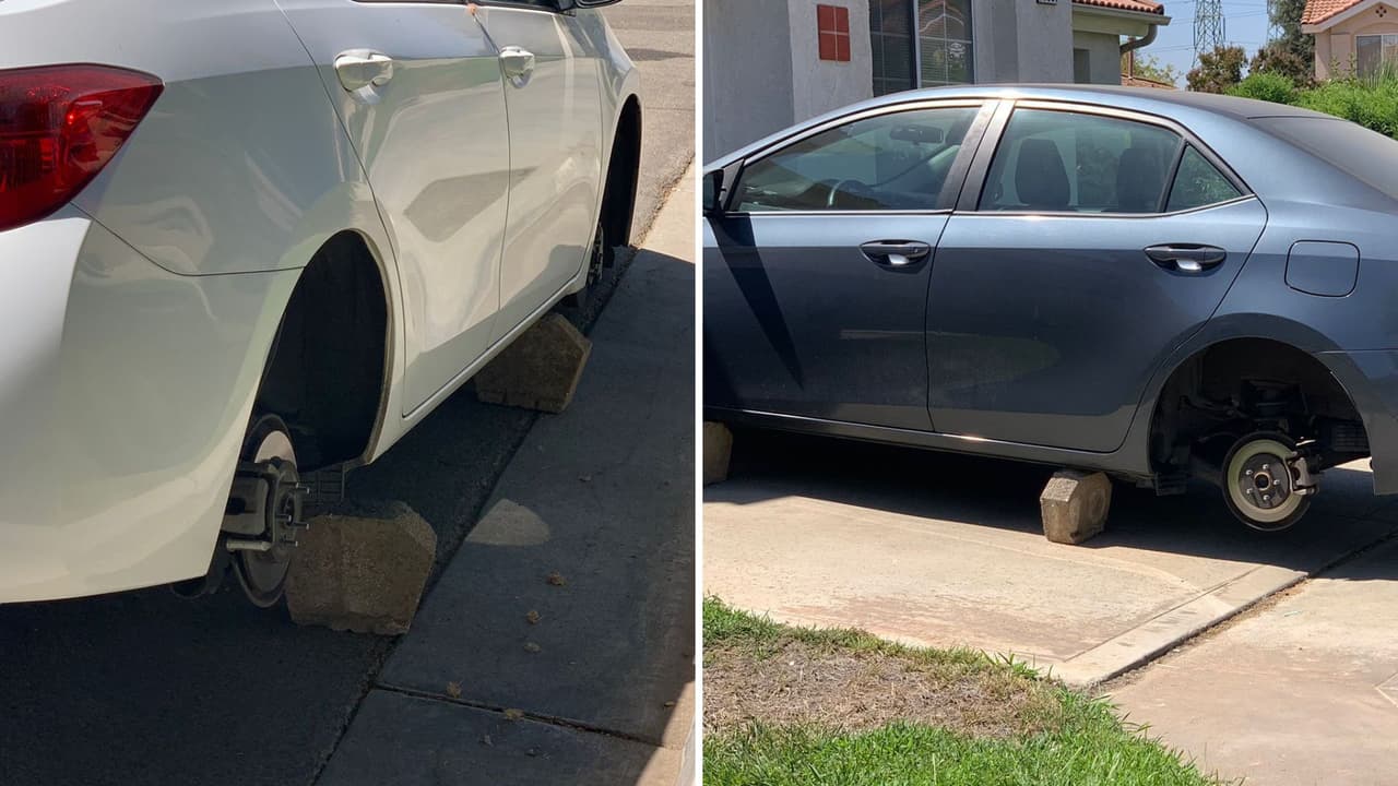 En 4 días le roban las llantas a 9 autos en vecindario de Fresno