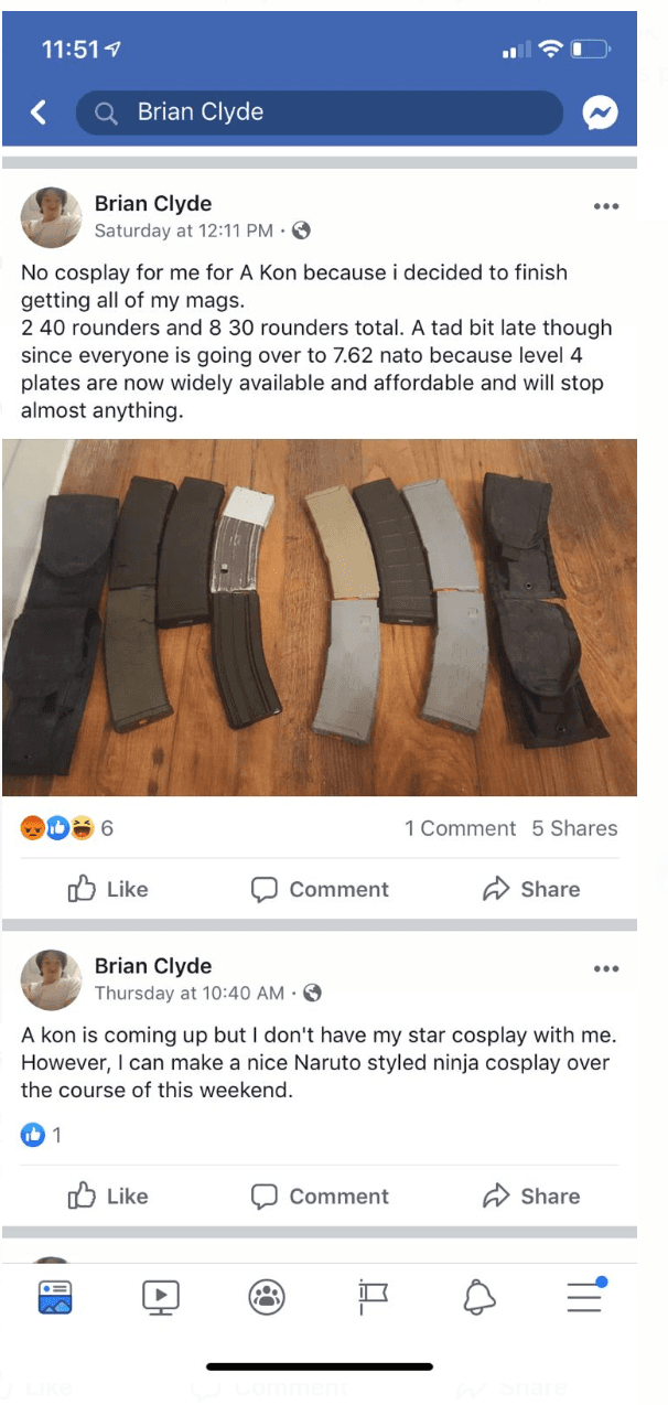 El sospechoso mostraba fotos de armas en su cuenta de Facebook.